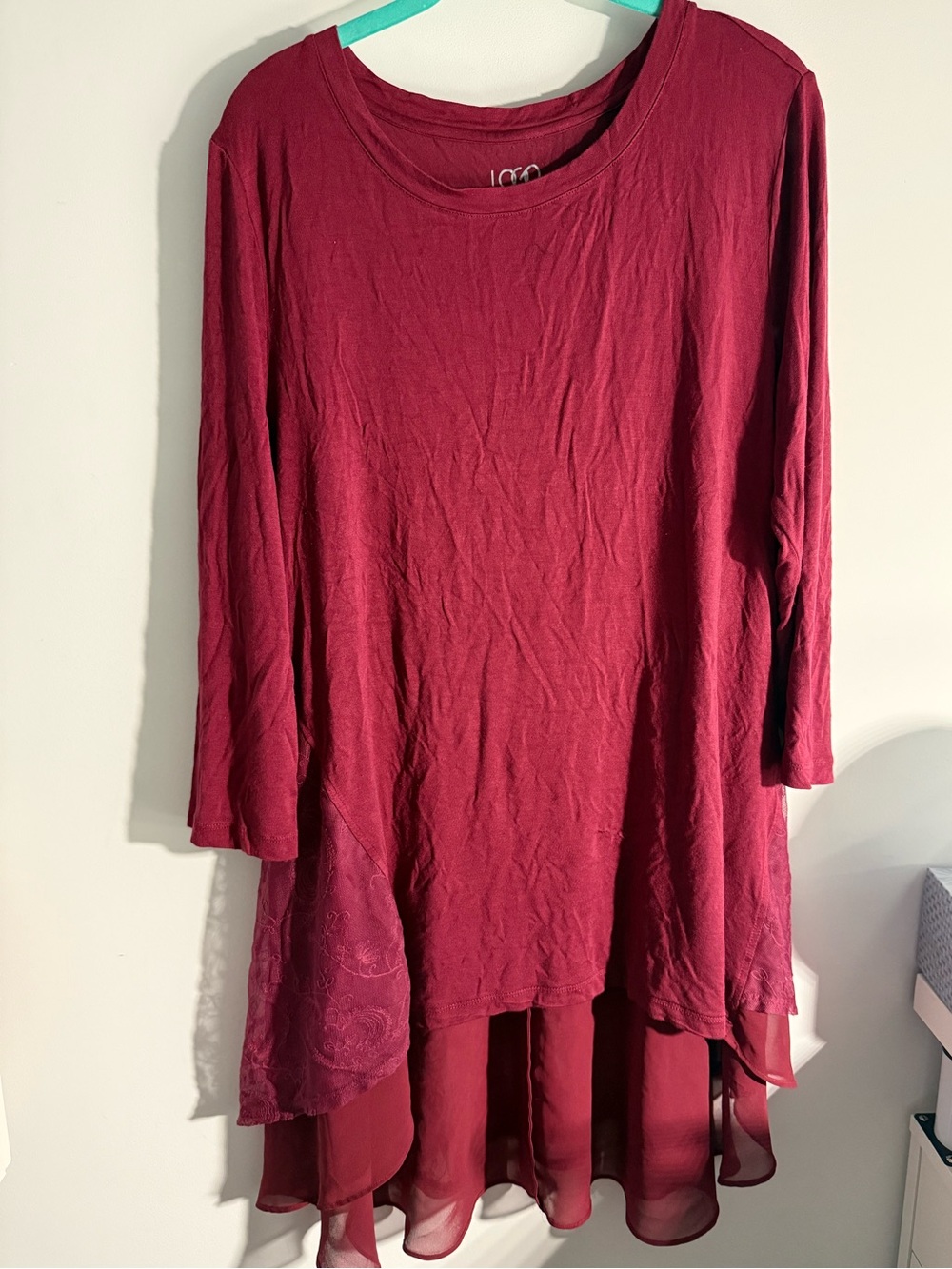 EUC LOGO Lori Goldstein 3/4 sleeve high low tunic size L